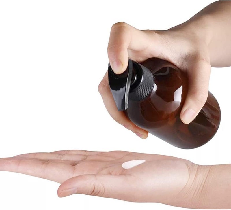 woobles Refillable Cosmetic Pump Dispensers, 300ml Empty Pump Lotion Bottle, Refillable Lotion Shampoo Liquid Dispenser, Shower Gel Container for Traveling(Brown) - Image 2